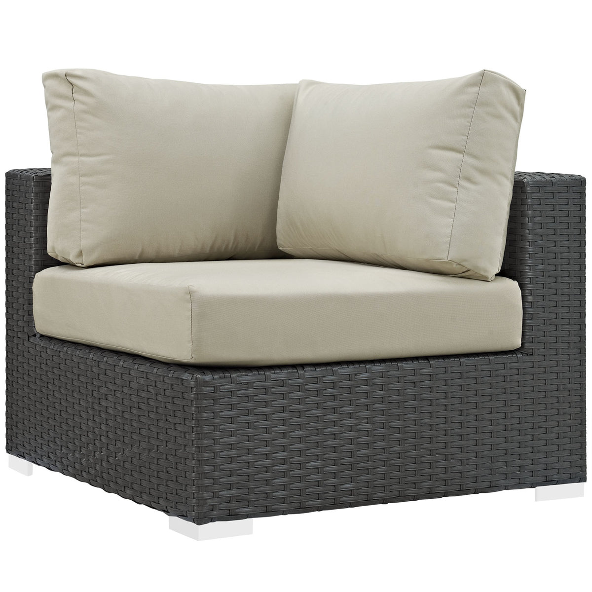Sojourn Outdoor Patio Corner Sofa Chair - Sturdy Seating with Sunbrella Cushions, UV Protection, and Aluminum Frame