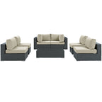 Modway Lily Tufted Faux Leather Upholstered Full Headboard in Brown