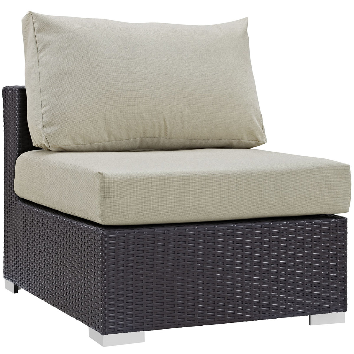 Convene Outdoor Sectional Armless Patio Chair - Durable Rattan Weave, All-Weather Cushions, Versatile Design - Enhance Your Outd