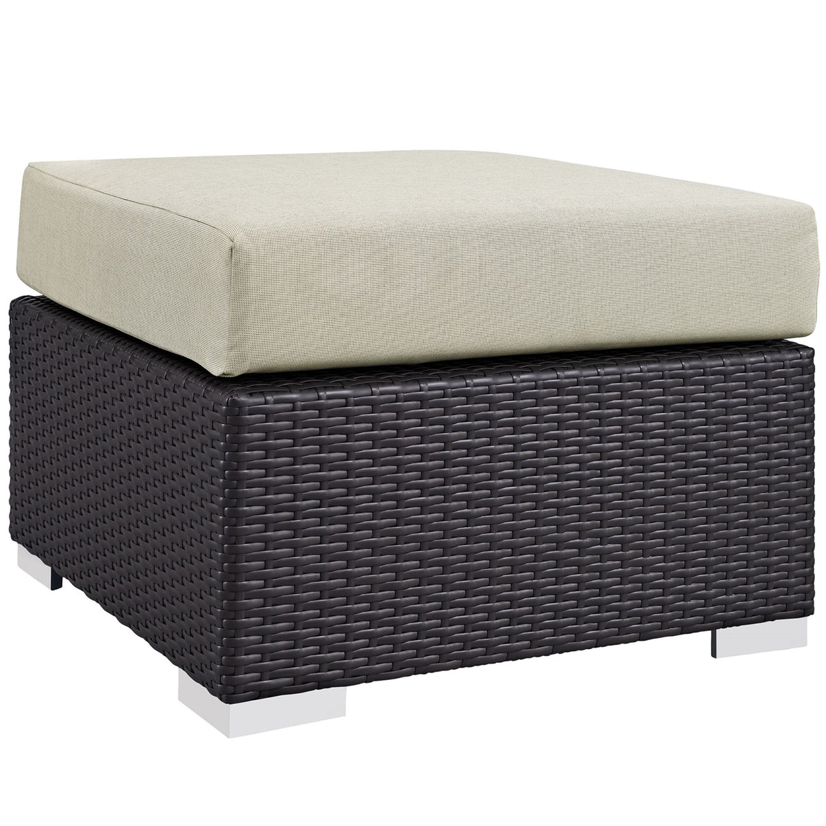 Convene Outdoor Sectional Ottoman - Durable Rattan Weave, Aluminum Frame, All-Weather Cushions - Perfect for Patio, Backyard, Po
