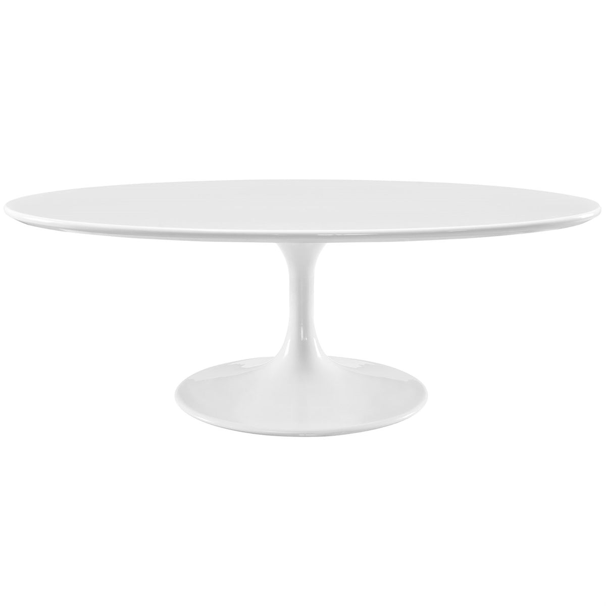 Lippa 48'' Oval-Shaped Coffee Table - Timeless Modern Design, White Wood Top, Tapered Metal Base. Revolutionize your home with t