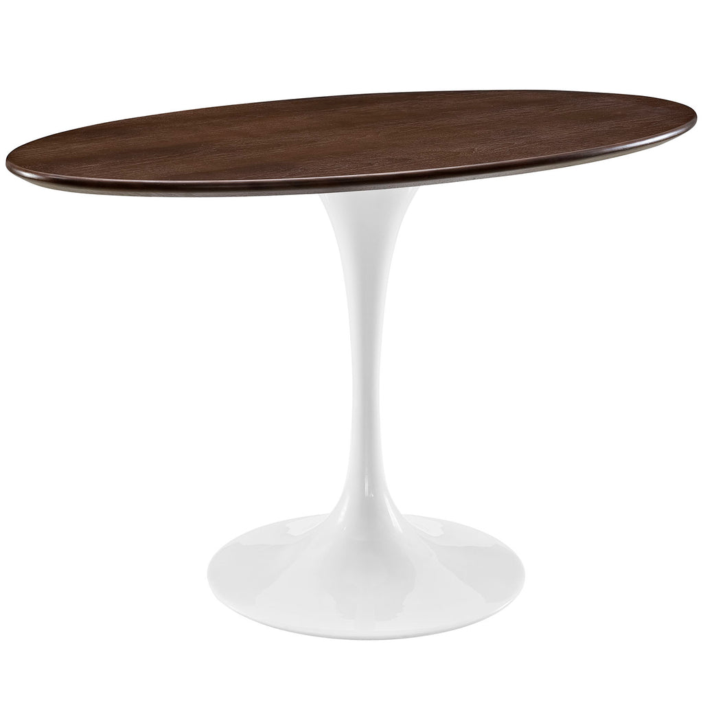 Modway Lippa 48" Mid-Century Modern Dining Table with Oval Top in Walnut