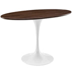 Modway Lippa 48" Mid-Century Modern Dining Table with Oval Top in Walnut