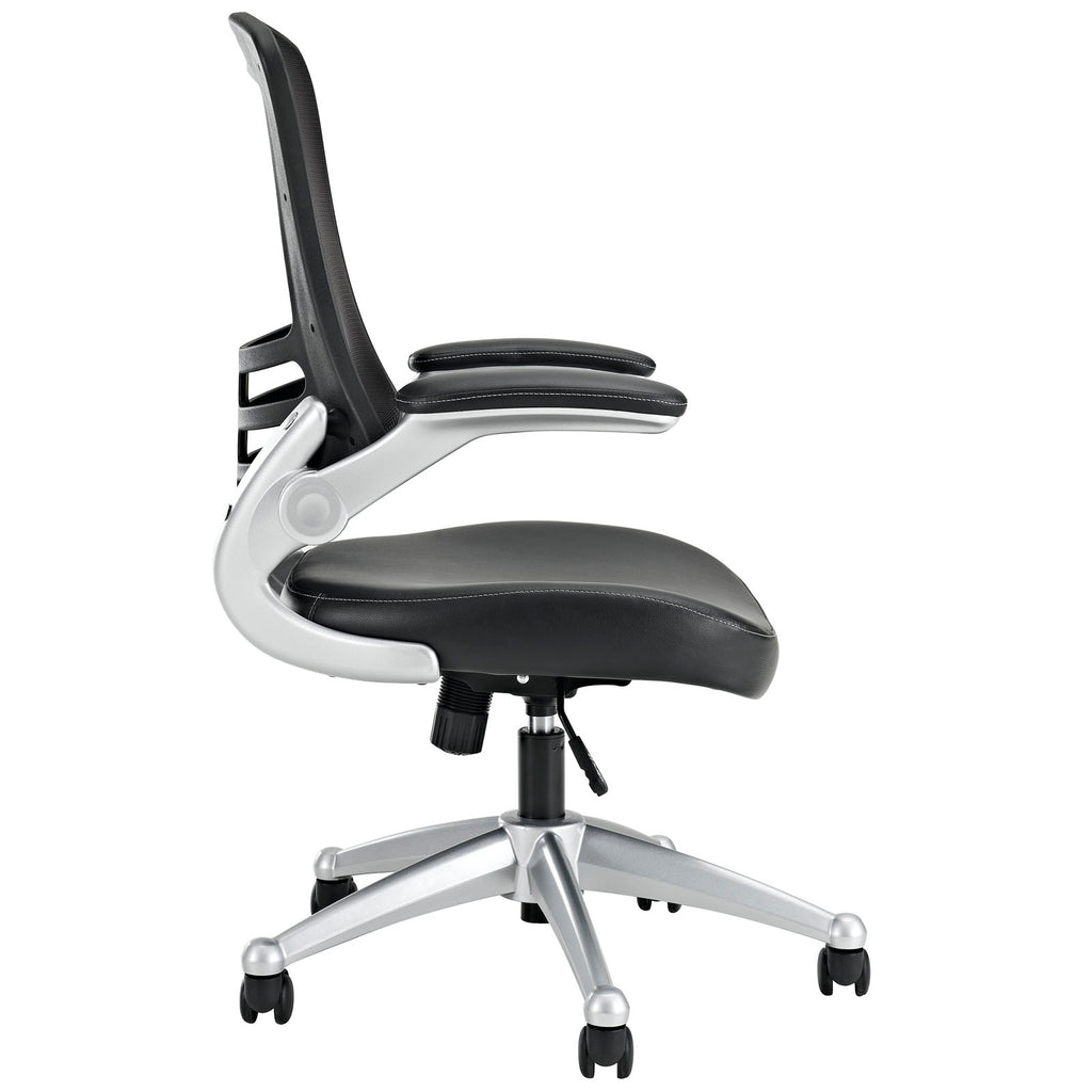 Modway Attainment Mesh Back and Vinyl Seat Modern Office Chair in Black