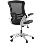 Modway Attainment Mesh Back and Vinyl Seat Modern Office Chair in Black