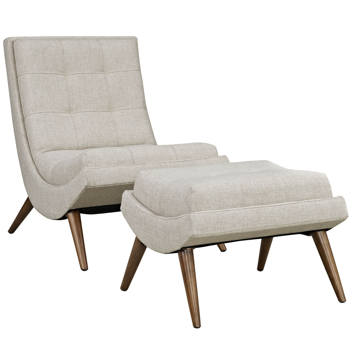 Ramp Lounge Chair and Ottoman Set - Effortless Relaxation, Comfortable and Stylish - Perfect for Leisurely Moments - Cherry Stai