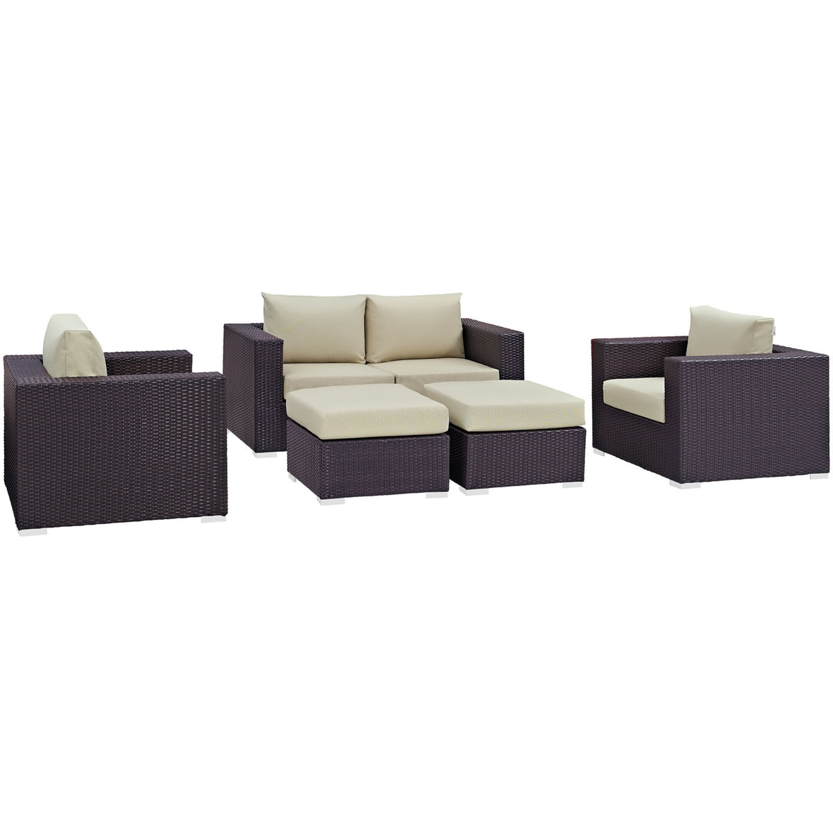 Convene Outdoor Sectional Set - Adjustable & Weather-Resistant Patio Furniture with Loveseat, Armchairs, and Ottomans