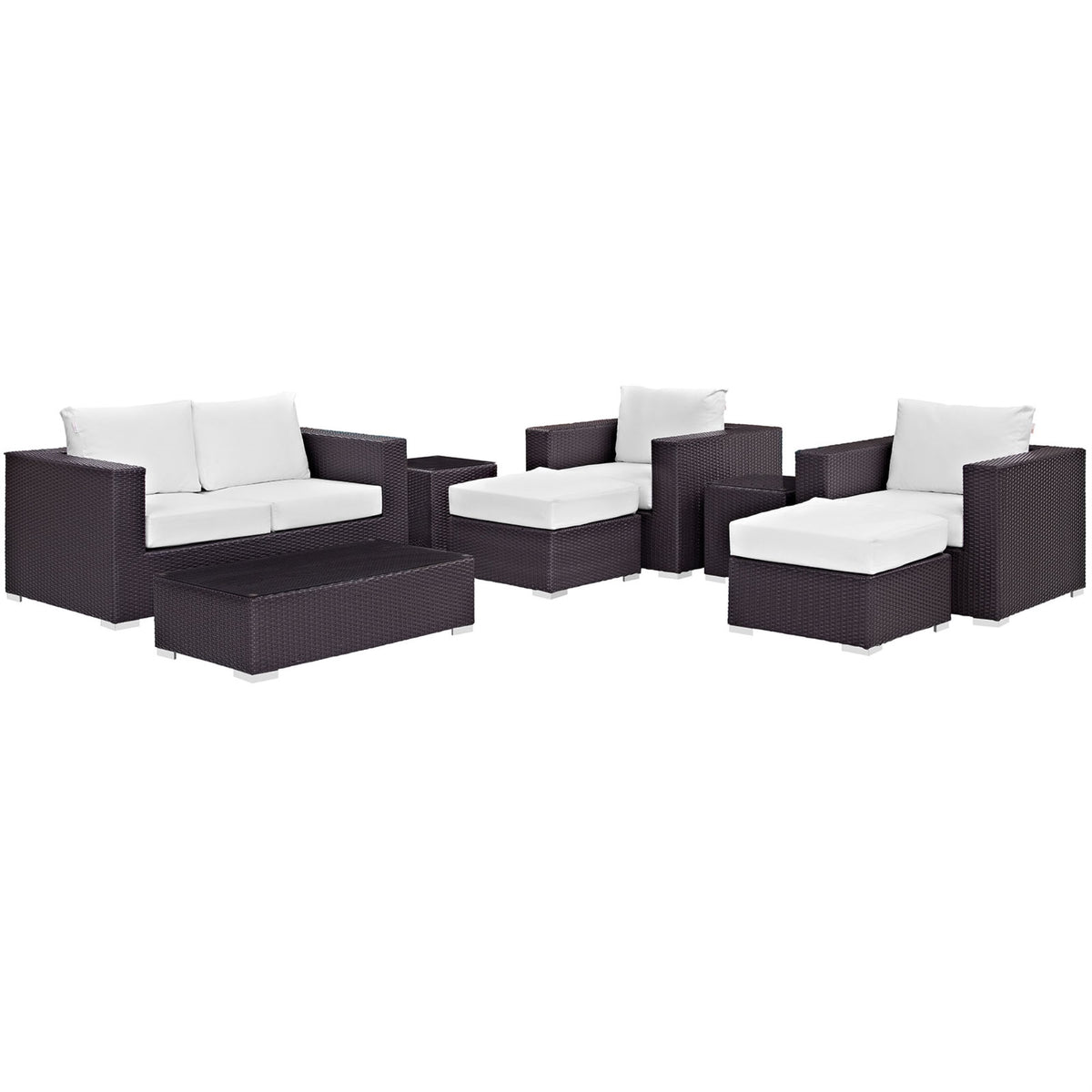 Convene Outdoor Sectional Sofa Set - Synthetic Rattan, Aluminum Frame, All-Weather Cushions - Patio, Backyard, Poolside Furnitur