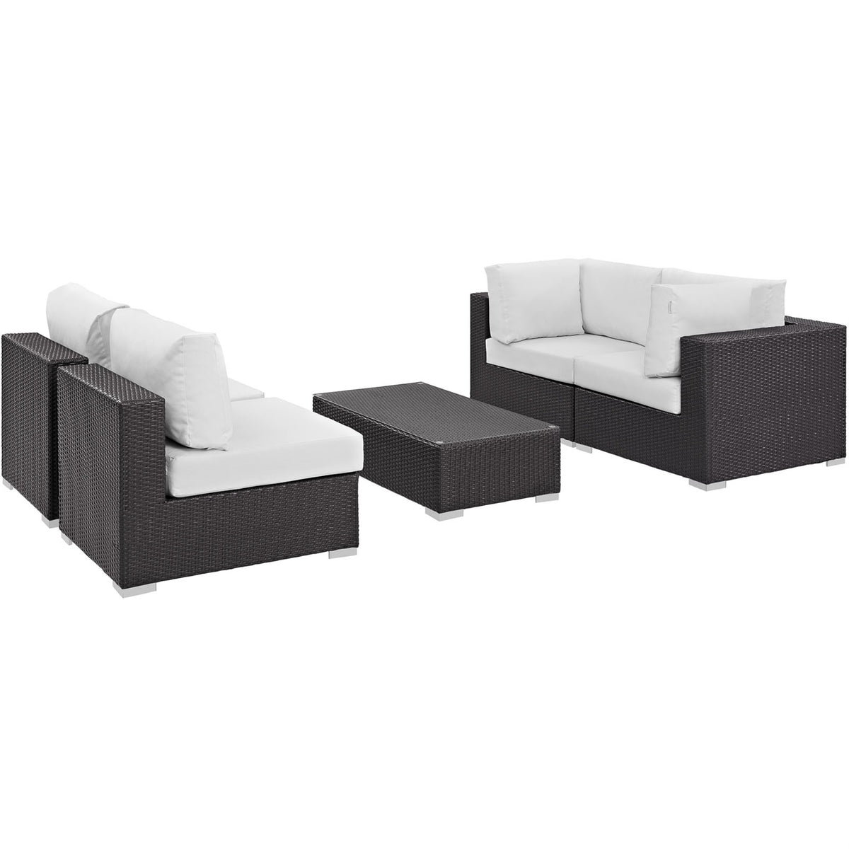Convene Outdoor Sectional Set - Durable Rattan & Aluminum Frame - Weather-Resistant Cushions - Patio Sofa Set with Coffee Table 