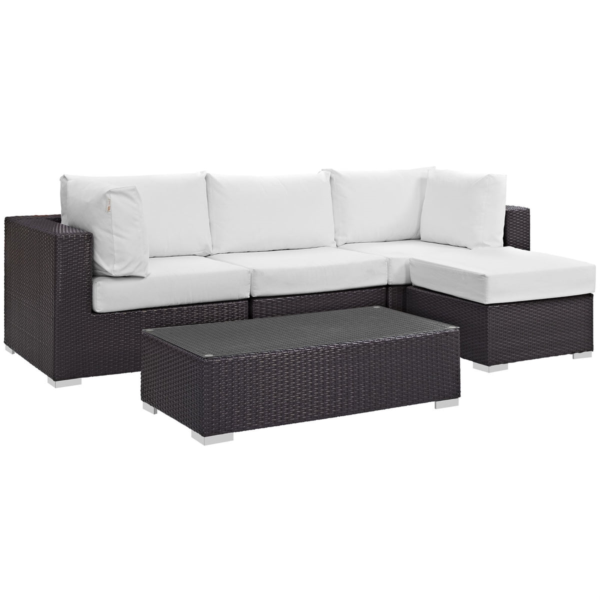 Convene Outdoor Sectional Set - Durable Rattan Weave, Weather-Resistant Cushions, Versatile & Stylish - Includes Armless Chair, 