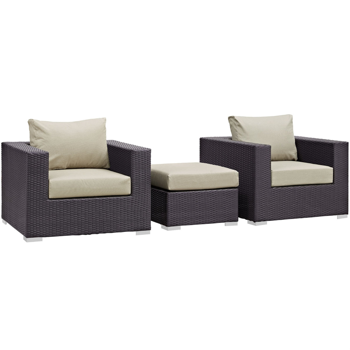 Convene Outdoor Sectional Set - Synthetic Rattan, Weather-Resistant Cushions, Ottoman & Armchairs