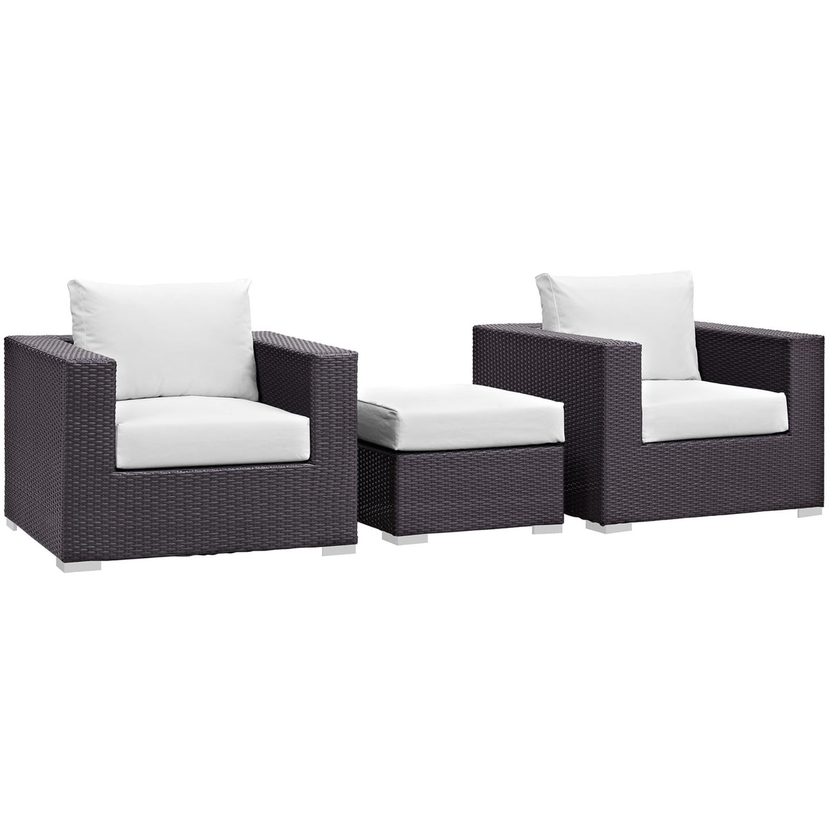Convene Outdoor Sectional Set - Durable Rattan & Aluminum Frame - Weather-Resistant Cushions - Patio Sofa, Ottoman & Armchairs