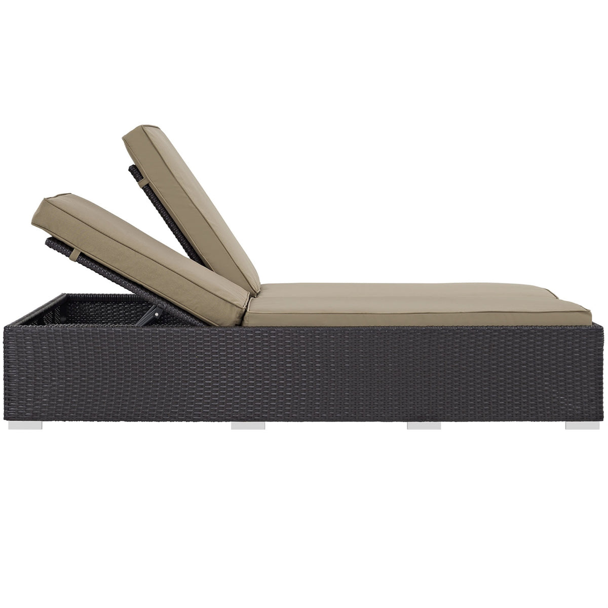 Convene Outdoor Sectional: Double Lounge Chair & Reclining Chaise Set - Weather-Resistant Cushions, Durable Rattan Weave & Alumi