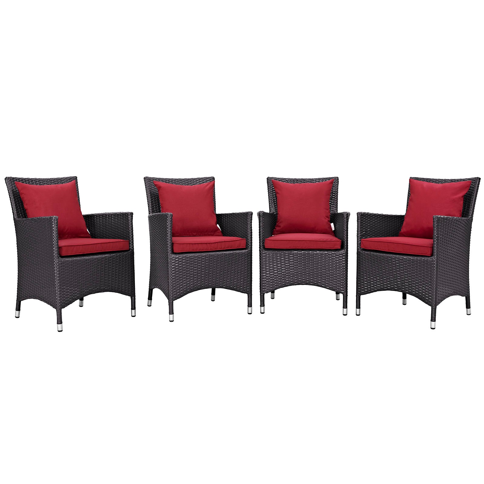 Convene 4 Piece Outdoor Patio Dining Set  Espresso Red