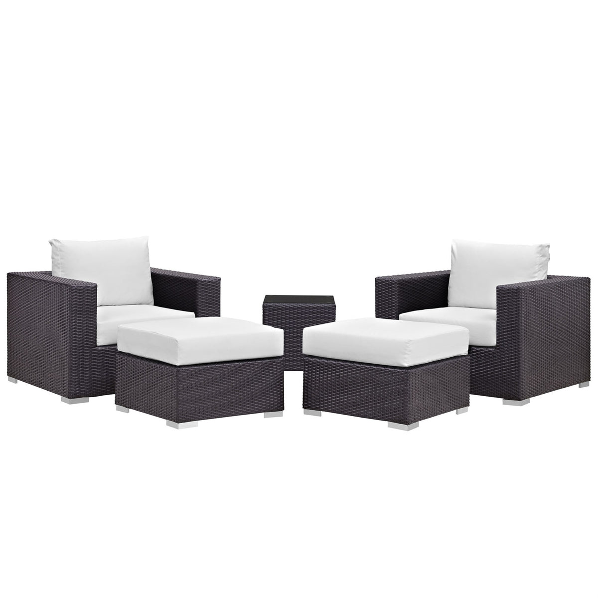 Convene Outdoor Sectional Set - Durable Rattan & Aluminum Frame - Weather-Resistant Cushions - Patio Sofa, Armchairs, Ottoman & 