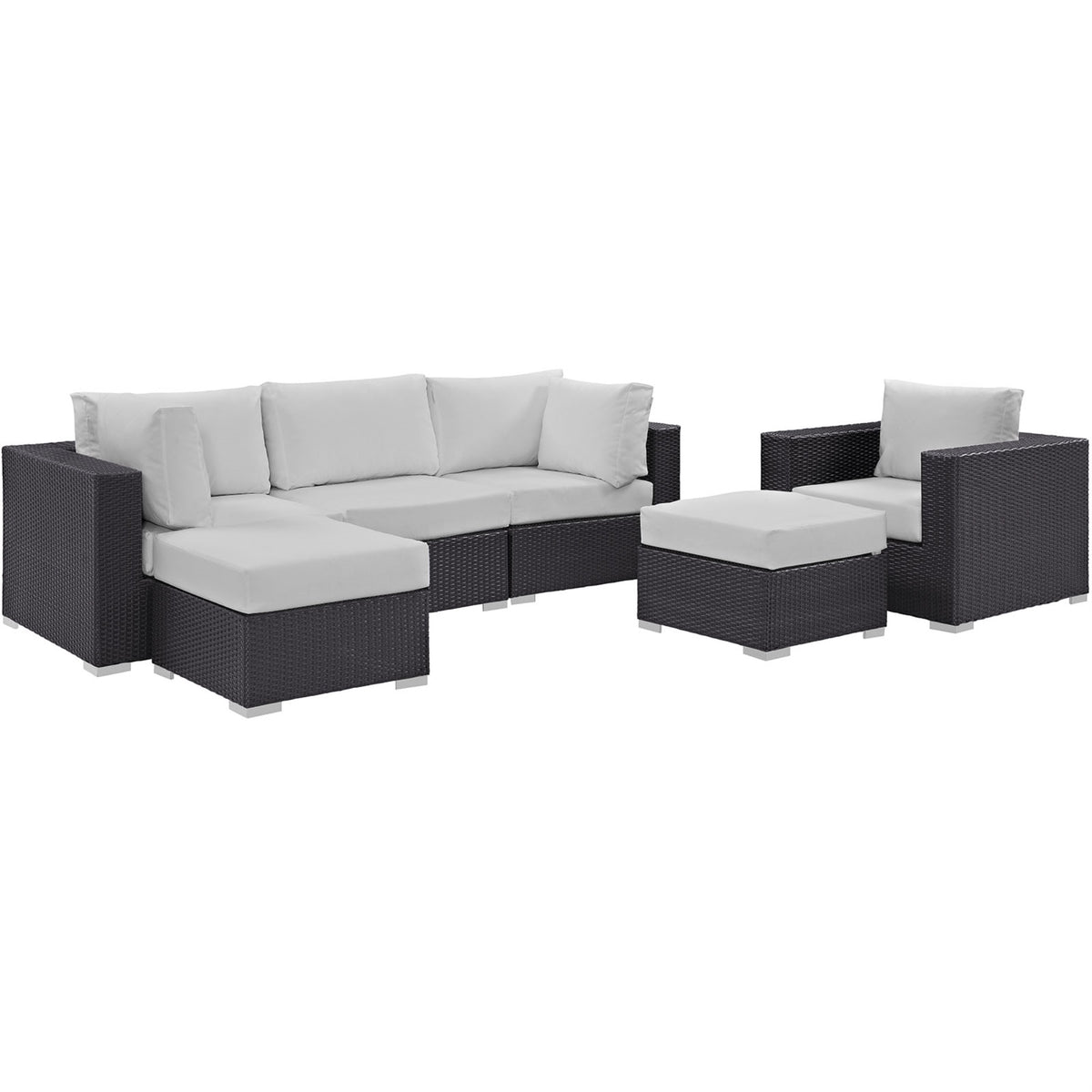 Convene Outdoor Sectional Set - Durable Rattan & Aluminum Frame - Weather-Resistant Cushions - Patio Sofa Set with Armchair, Arm