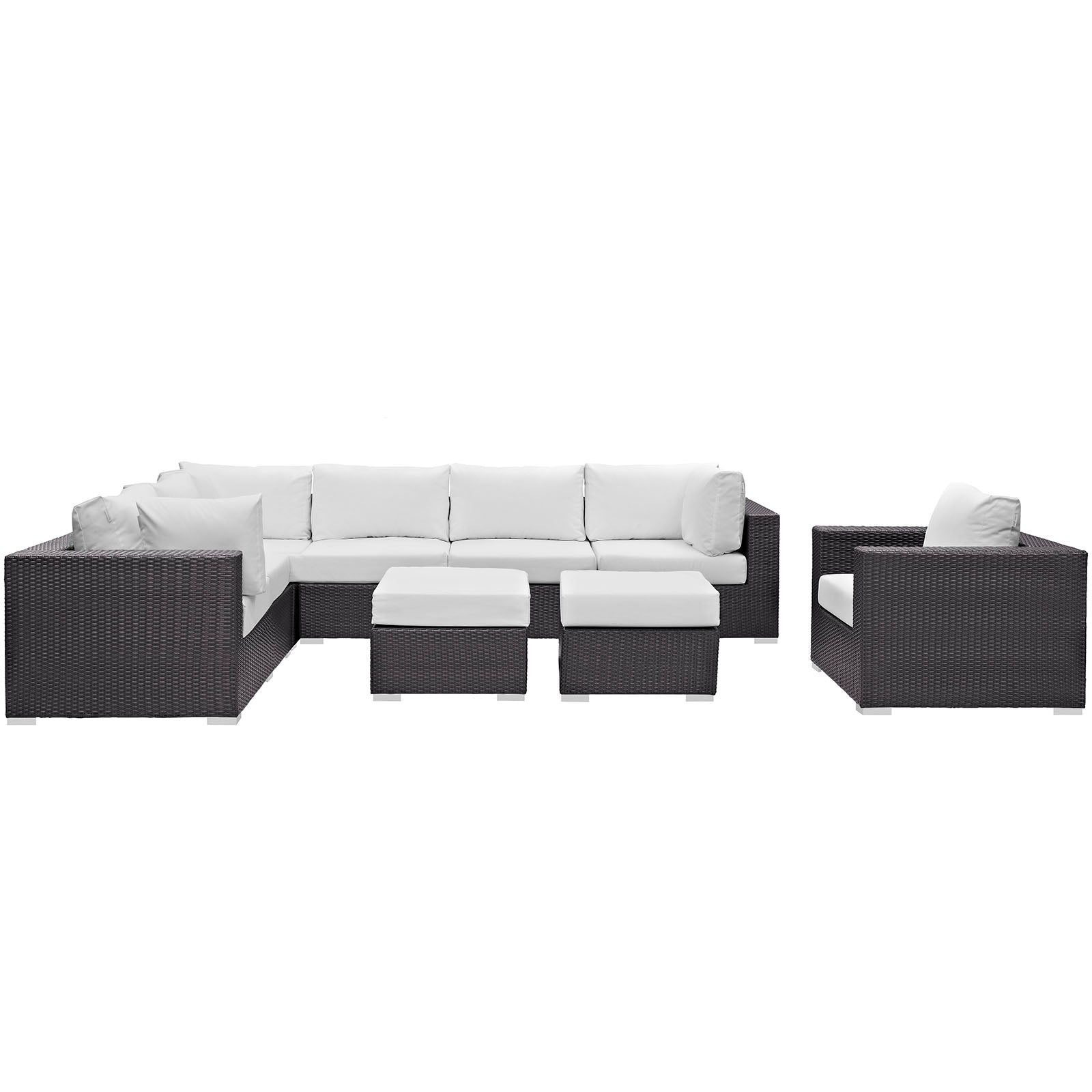 Convene 9 Piece Outdoor Patio Sectional Set - Espresso White