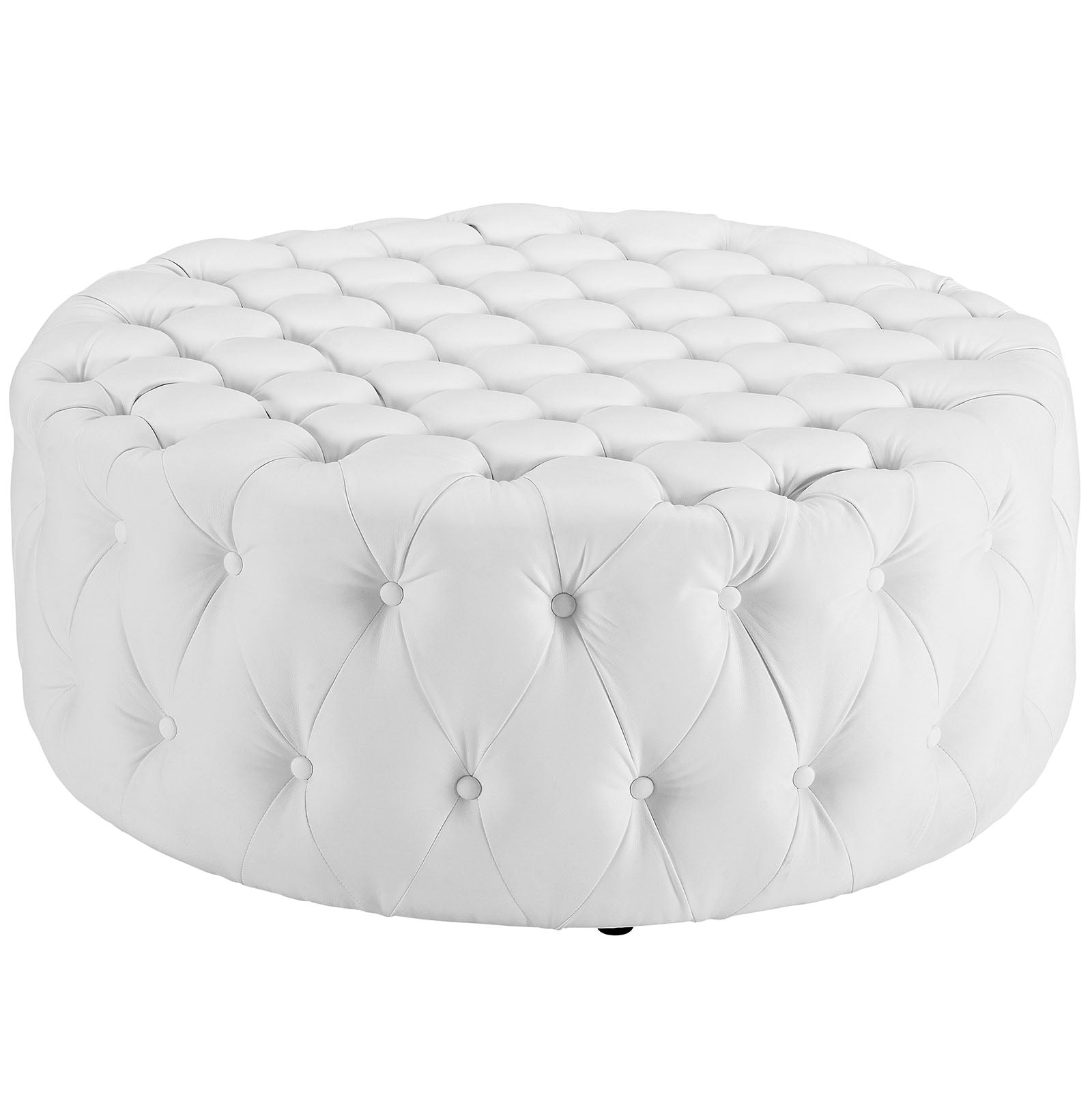 Casafoyer Elegant Amour Tufted Round Ottoman | Stylish Design | Dense Foam Padding