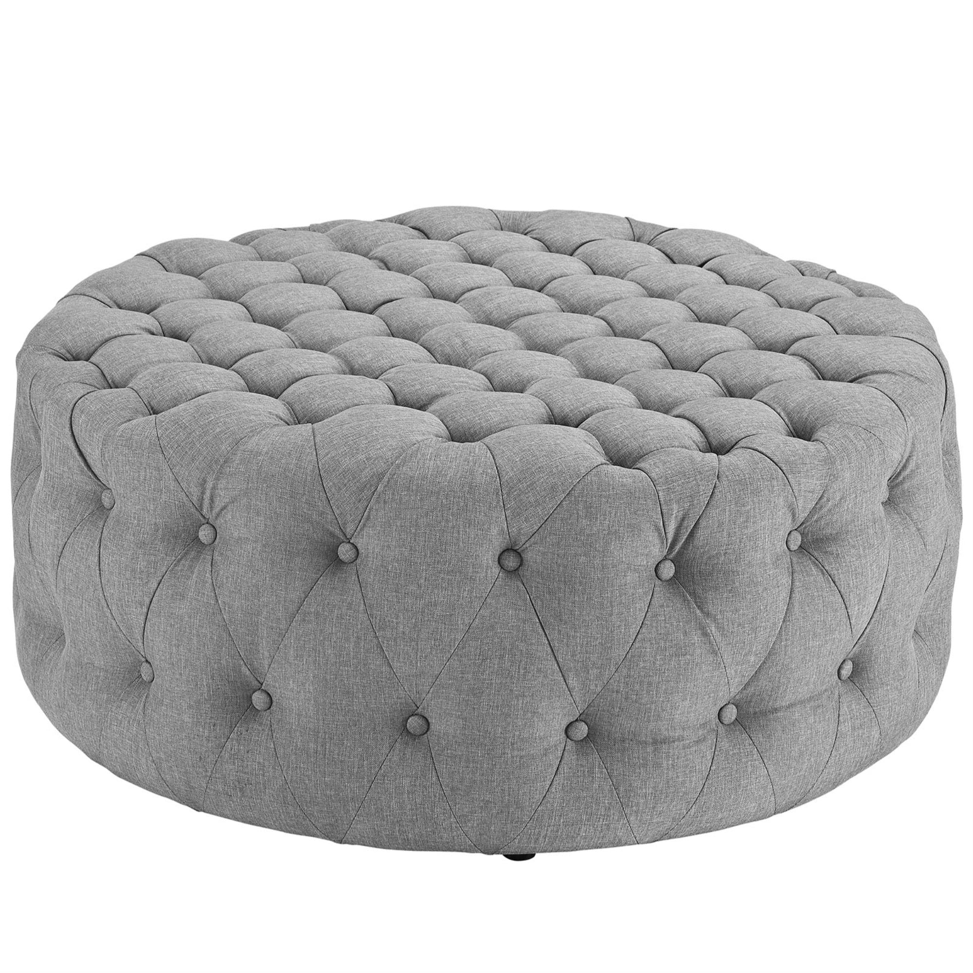 Amour Round Ottoman - Elegant Tufted Design, Plush Foam Padding, High-Quality Fabric Upholstery - Stylish and Functional Additio