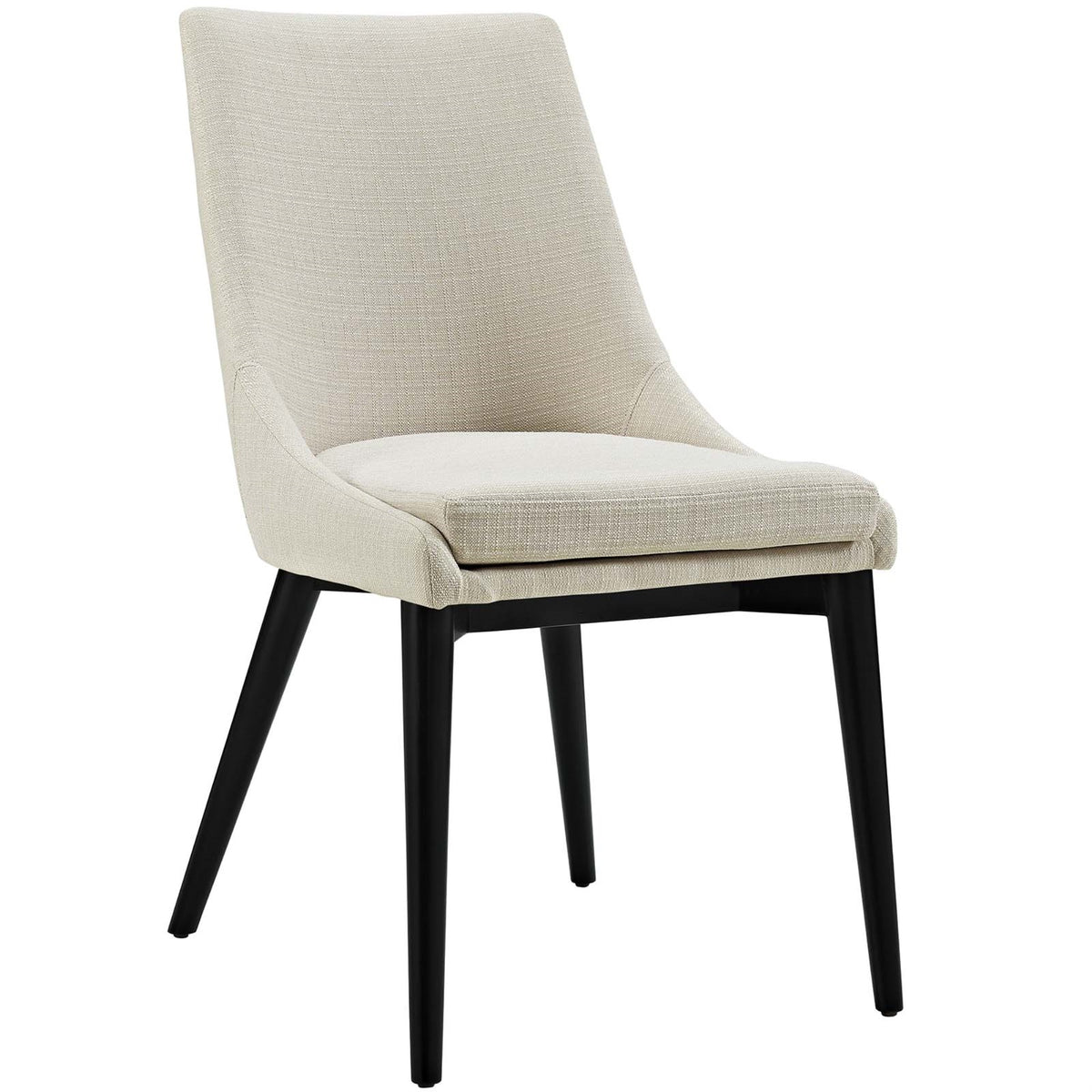 Viscount Side Chair - Elegant, Stylish Design, Luxuriously Padded, High-Quality Fabric, Tapered Wood Legs, Black Finish. Perfect