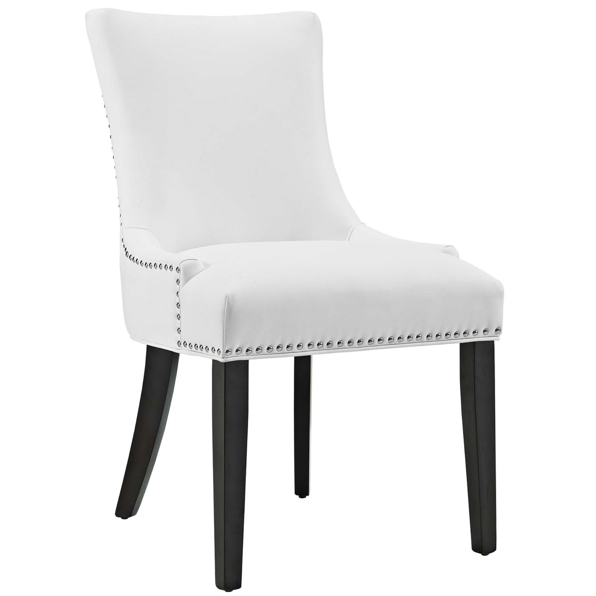 Marquis Dining Chair - Exquisite Button Tufted Design, Sleek Curves, Silver Nailhead Trim, Foam Padding, Vinyl Upholstery, Solid