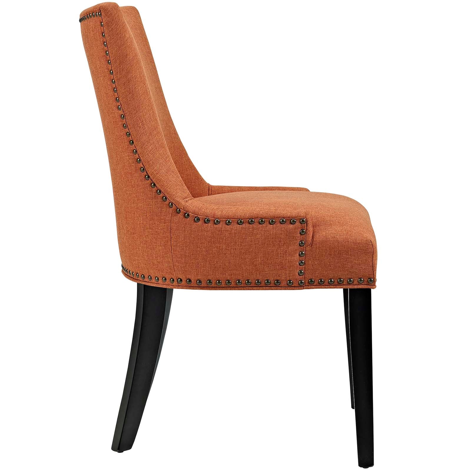 Modway Marquis Modern Upholstered Fabric Dining Chair with Nailhead Trim in Orange