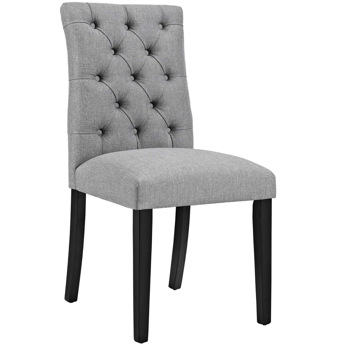 Duchess Dining Chair - Elegant and Luxurious Design, Chic Curvy Form, Tufted Button Back, Fine Fabric Upholstery, Comfortable Fo