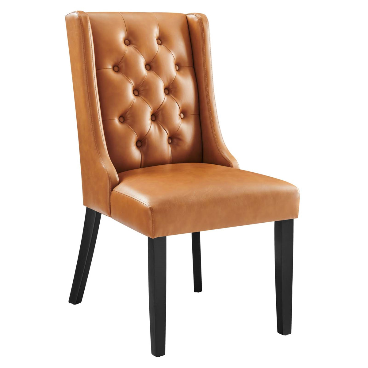 Luxurious Ergode Dining Chair: Button Tufted, Vegan Leather, Solid Wood Frame. Elegant & Comfortable. Perfect for Dining, Living