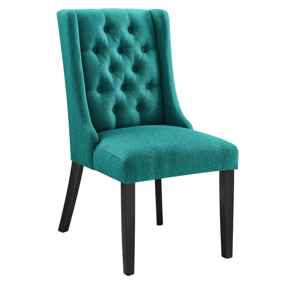 Ergode Dining Chair: Opulent Button Tufted Design, Solid Wood Frame, Fine Fabric Upholstery, Comfortable Foam Padding. Ideal for