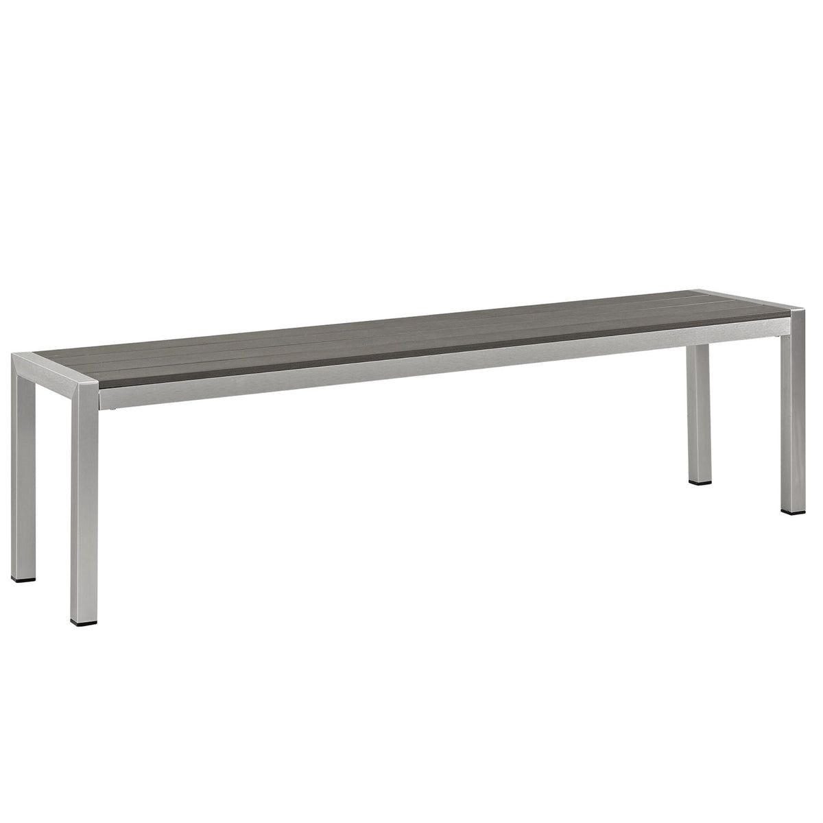 Shore Outdoor Patio Bench - Durable Aluminum Frame, Modern Design, Wood Accents - Perfect for Relaxation and Casual Gatherings