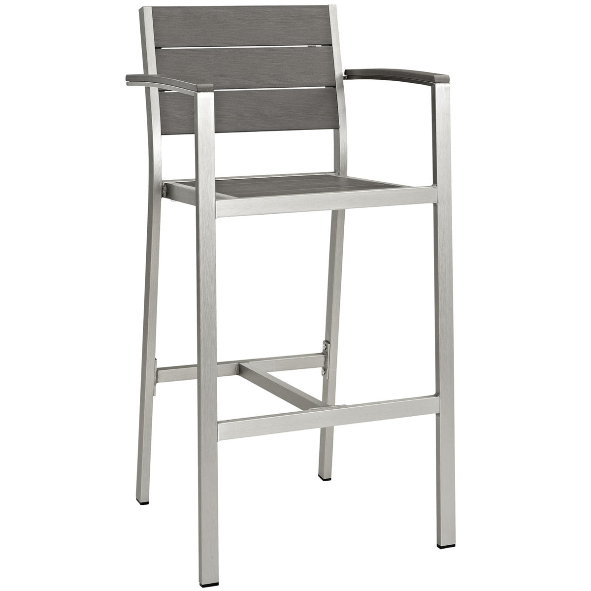 Shore Outdoor Patio Bar Stool - Durable Aluminum Frame, Footrest, Minimalist Design - Perfect for Casual Gatherings - Includes 1