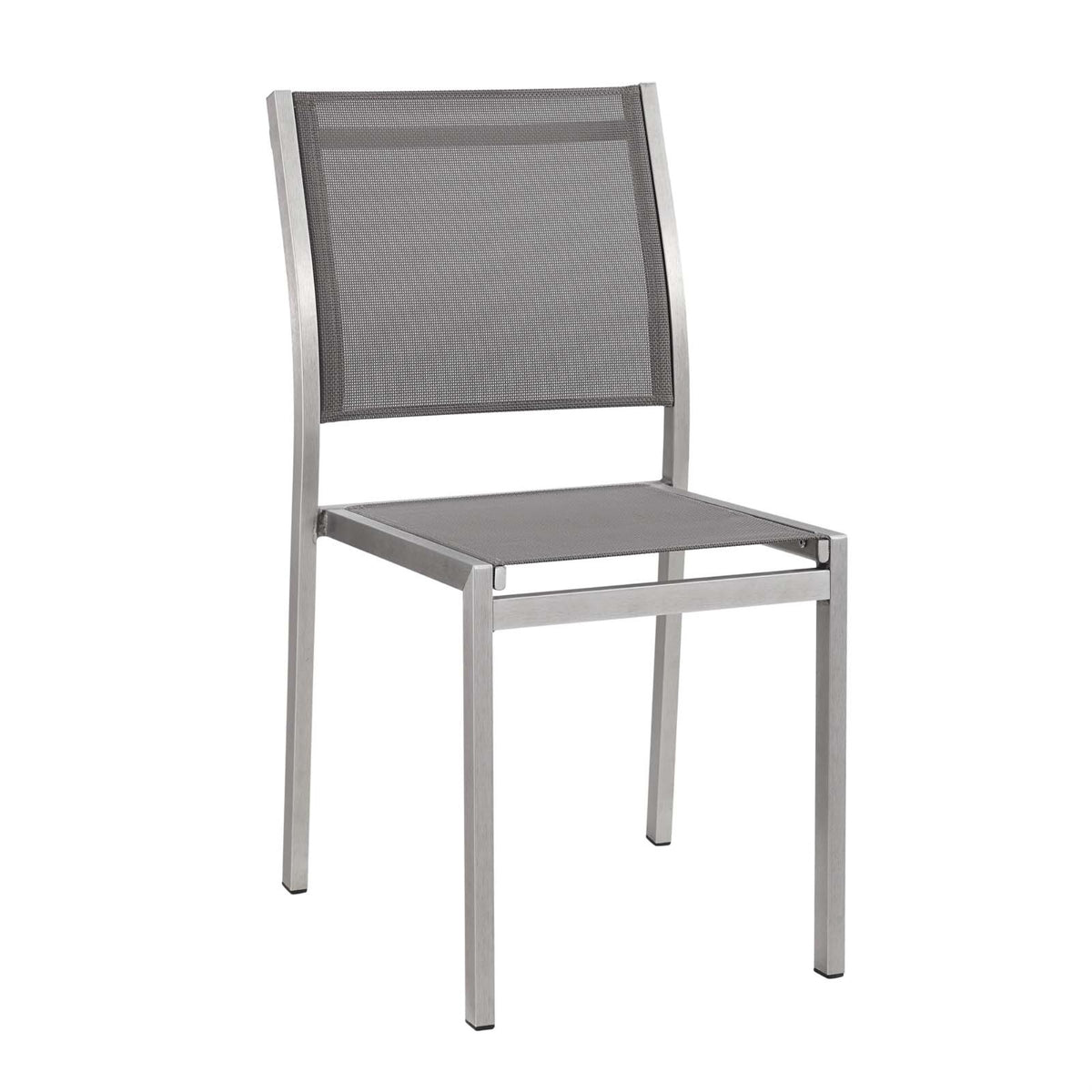 Shore Outdoor Patio Dining Side Chair - Anodized Aluminum Frame, Breathable Mesh, Minimalist Design, Easy Assembly, Non-Marking 