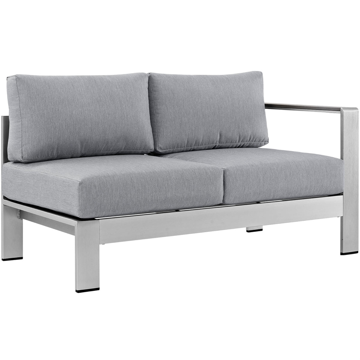 Shore Outdoor Patio Right Arm Corner Loveseat - Sturdy Aluminum Frame, Weather Resistant Fabric, Stylish & Functional.