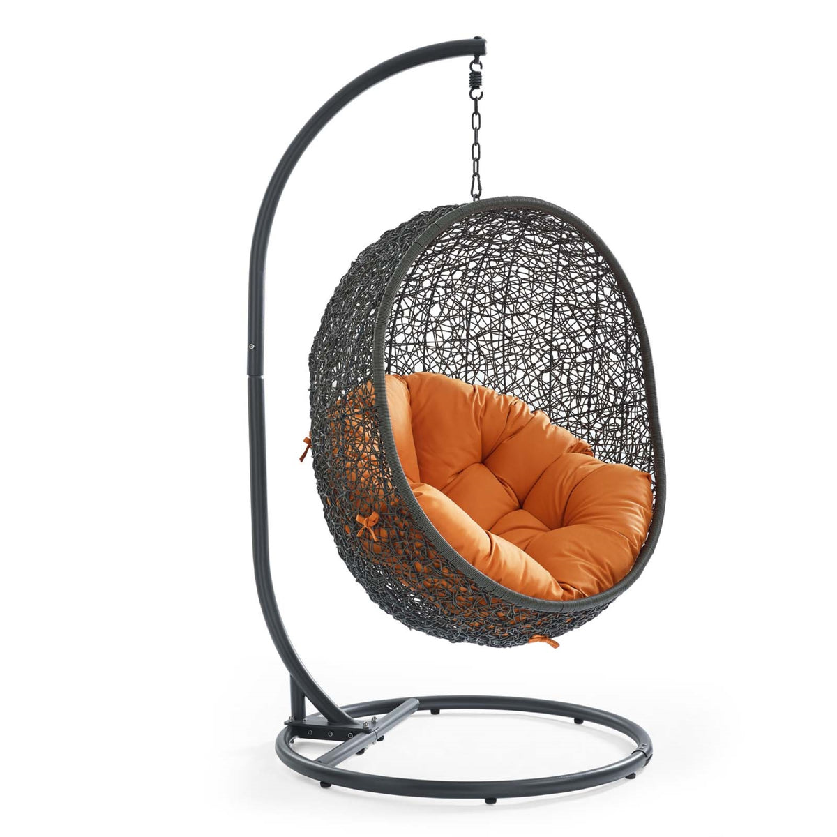 Hide Outdoor Patio Swing Chair - Tranquil Island Getaway, Synthetic Rattan Weave, All-Weather Cushion, Powder-Coated Steel Frame