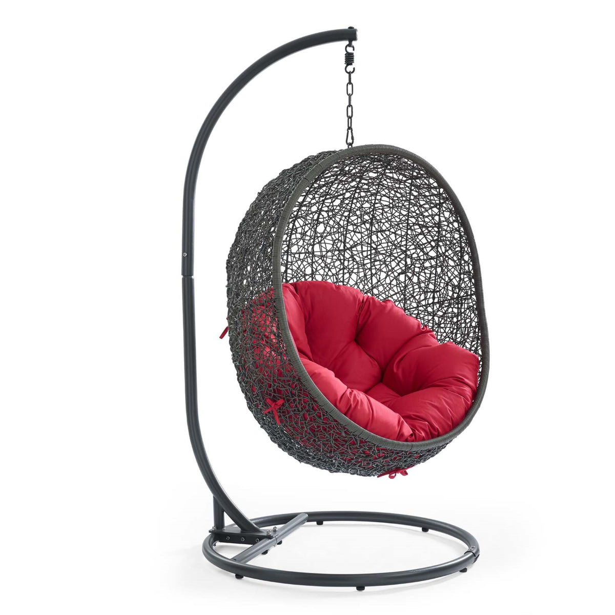 Hide Outdoor Patio Swing Chair - Tranquil Island Retreat | Synthetic Rattan Weave | All-Weather Cushion | Powder-Coated Steel Fr