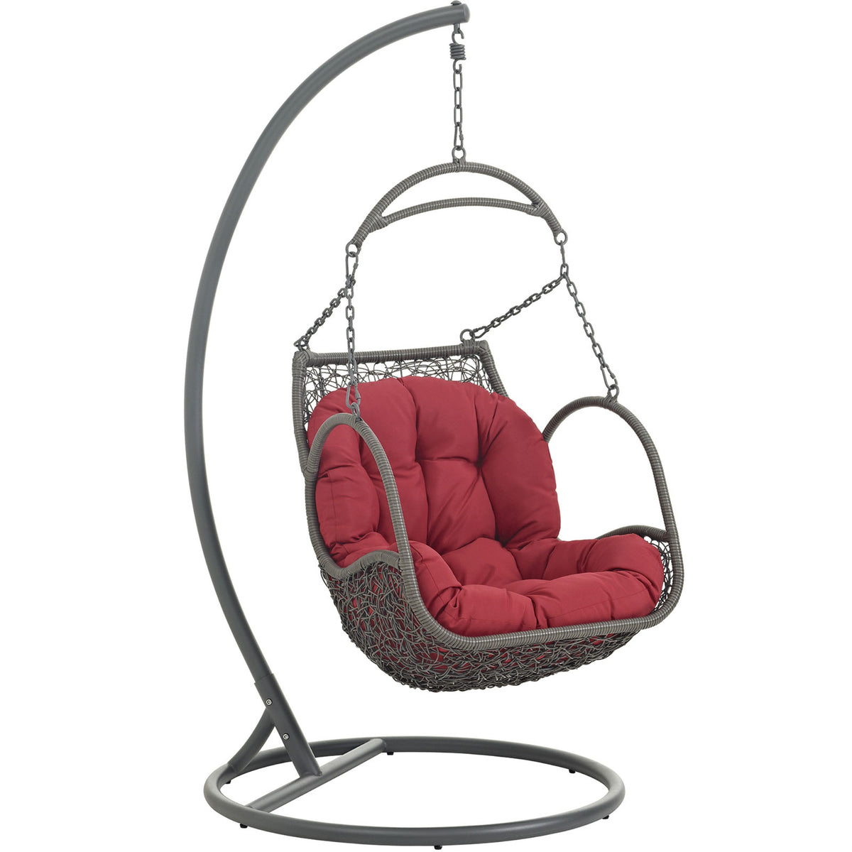 Arbor Swing Chair - Durable Steel Frame, All-Weather Rattan Seat, Water-Resistant Cushion - Perfect for Patio, Backyard, Porch -