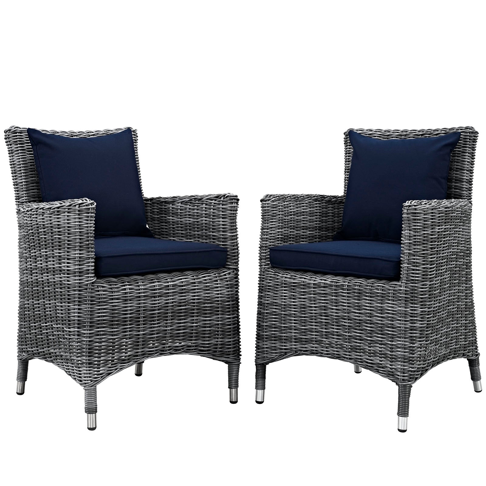 Summon 2 Piece Outdoor Patio Sunbrella Dining Set  Canvas Navy