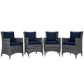 Summon 4 Piece Outdoor Patio Sunbrella Dining Set  Canvas Navy