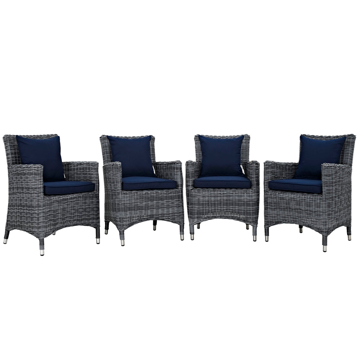 Summon 4 Piece Outdoor Patio Sunbrella Dining Set  Canvas Navy