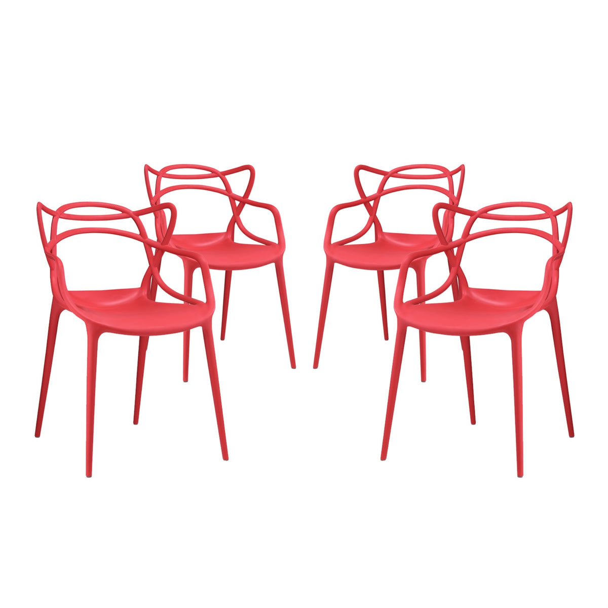 Entangled Dining Chair Set of 4 - Captivating Design, Molded Plastic, Foot Caps, Fully Assembled, Wipe-Clean Surface
