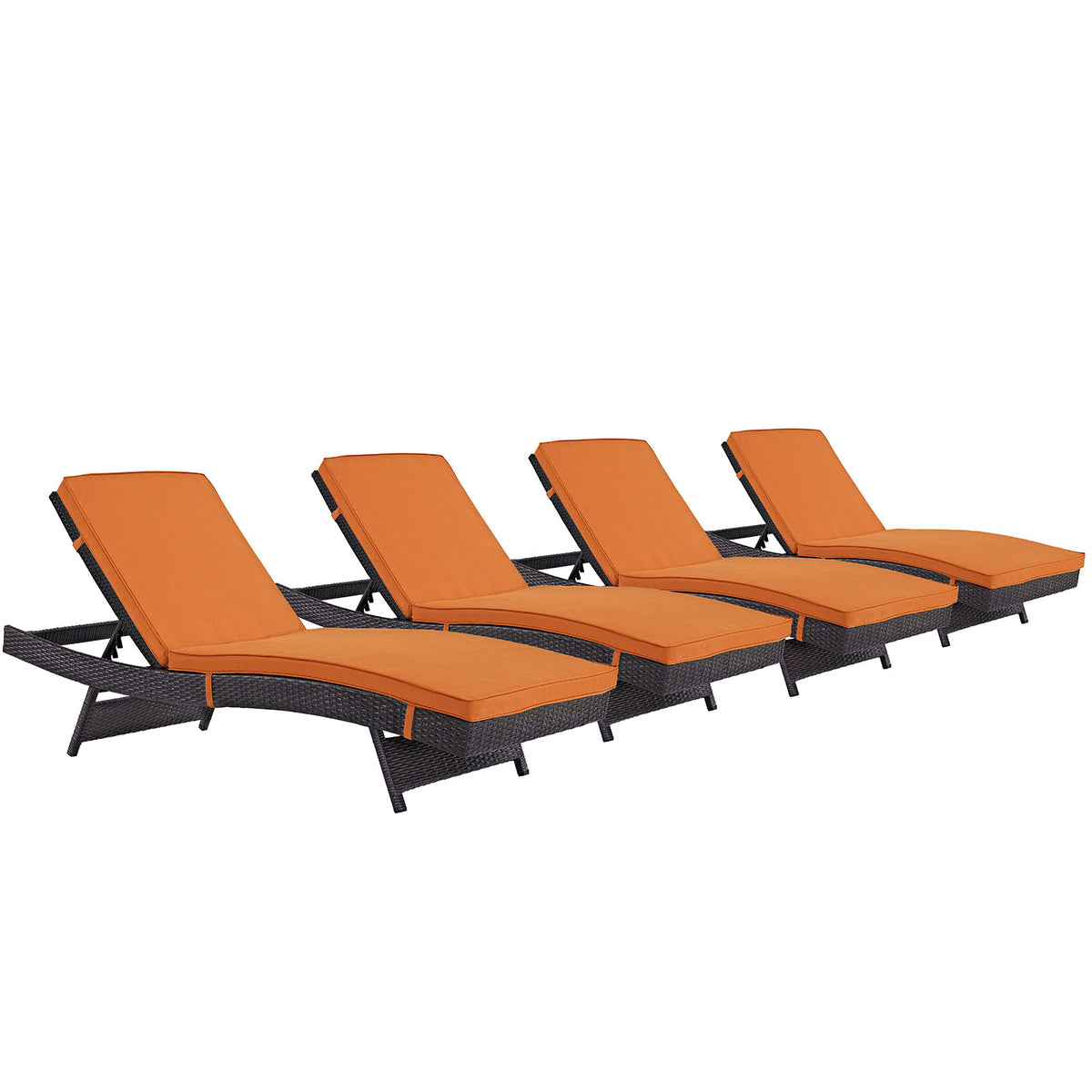 Convene Chaise Outdoor Patio Set Of 4  Espresso Orange