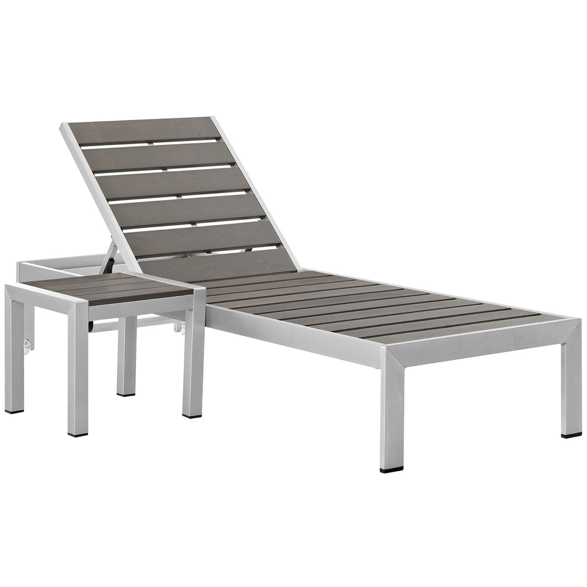 Shore Outdoor Patio Sun Lounger and Side Table Set - Modern Elegance, Easy Assembly, Effortless Mobility, Durable and Comfortabl