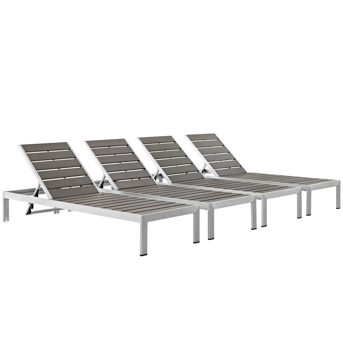 Shore Outdoor Patio Chaise Lounge Chair Set - Sleek and Modern Design, Aluminum Frame, Easy Assembly, Clear Wheels, Non-Marking 