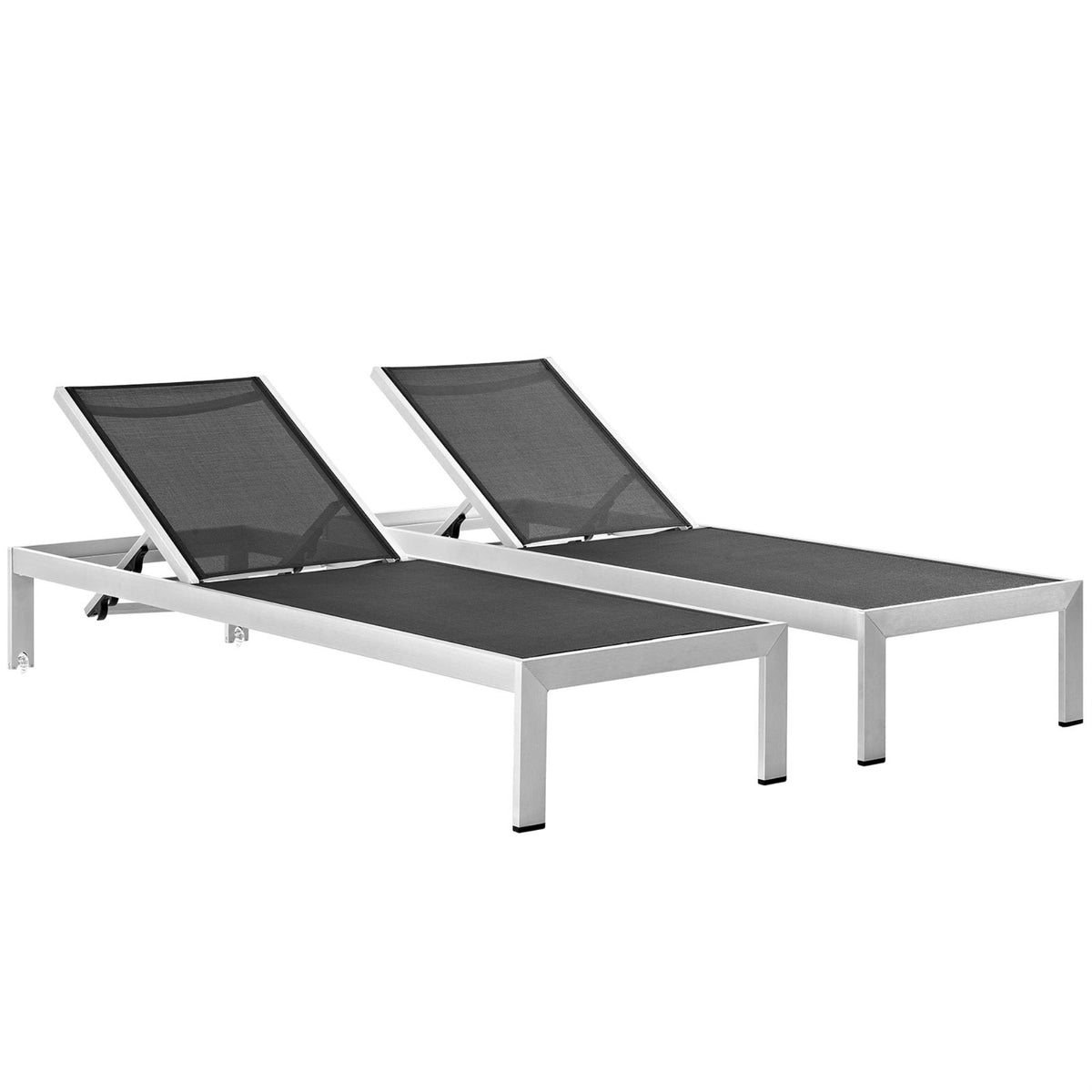 Shore Outdoor Patio Chaise Lounge Set - Sleek Design, Durable Aluminum Frame, Clear Wheels for Mobility - Set of 2