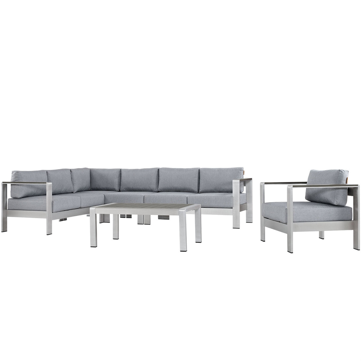 Shore Outdoor Patio Collection - Durable & Stylish Aluminum Sectional Sofa Set for Outdoor Relaxation. Includes Armchair, Armles