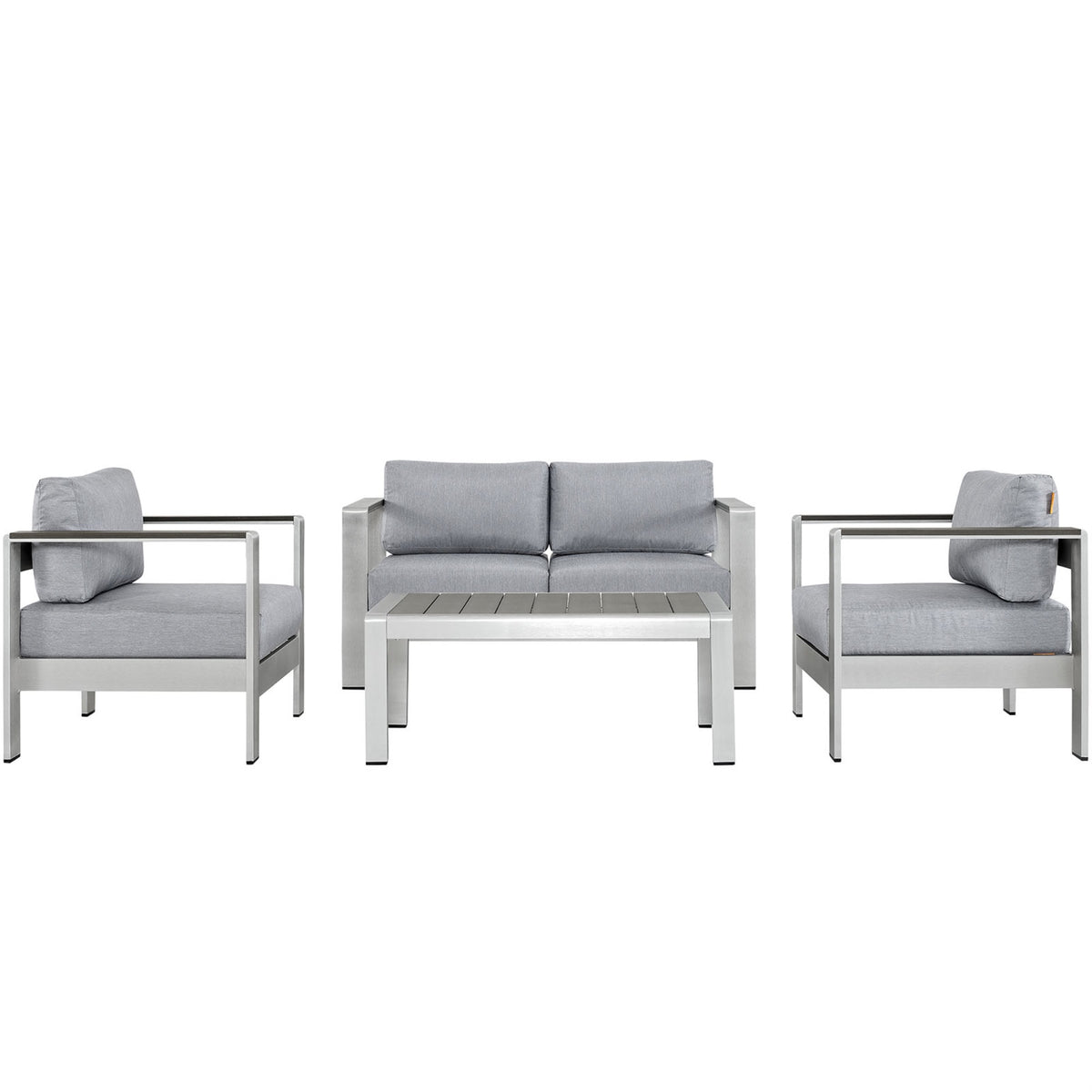Shore Outdoor Patio Collection: Durable Aluminum Sectional Sofa Set for Outdoor Relaxation - Silver Gray