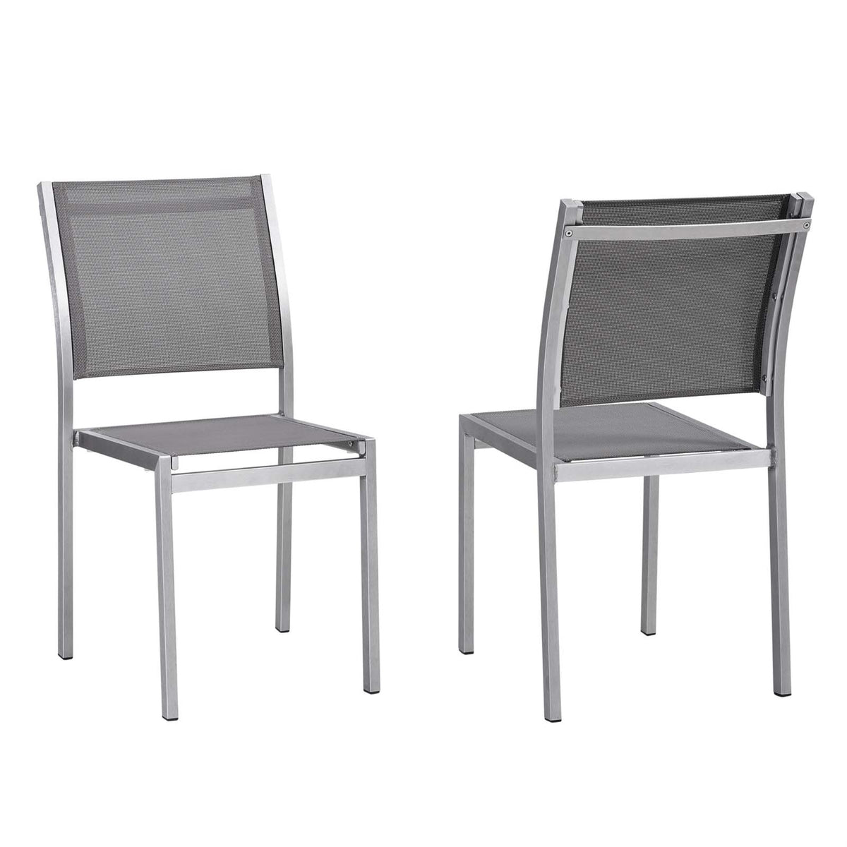 Shore Outdoor Patio Dining Side Chair in Mesh - Sturdy Aluminum Frame, Breathable Textilene, Easy Assembly - Set of 2