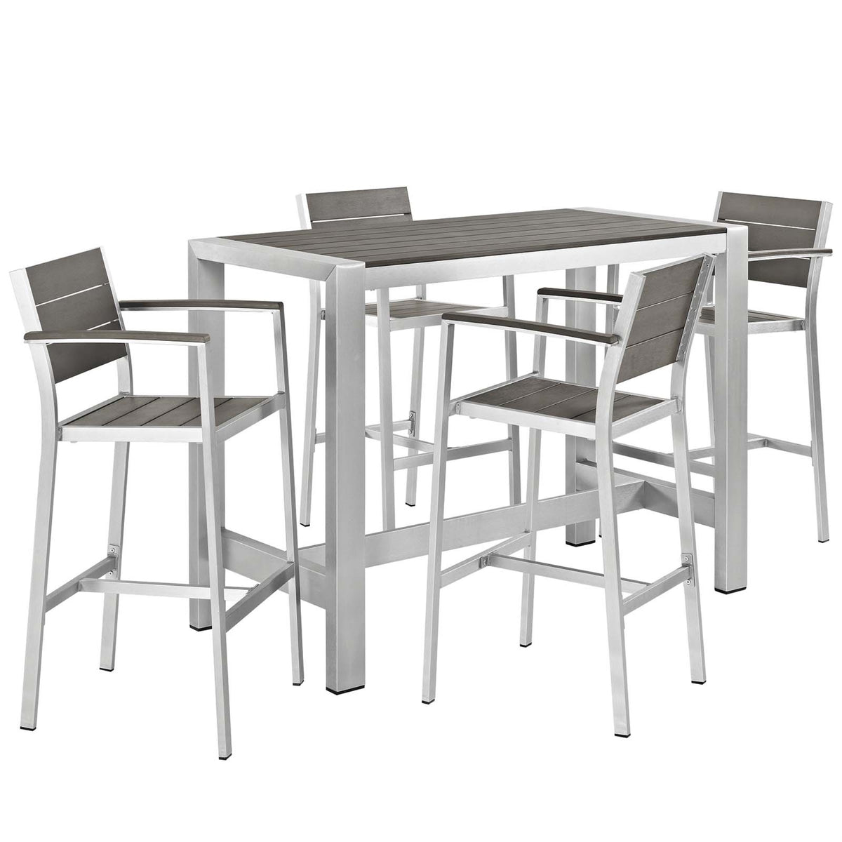 Shore Outdoor Patio Dining Furniture Set - Sturdy Aluminum Frame, Minimalist Design, 5 Piece Set