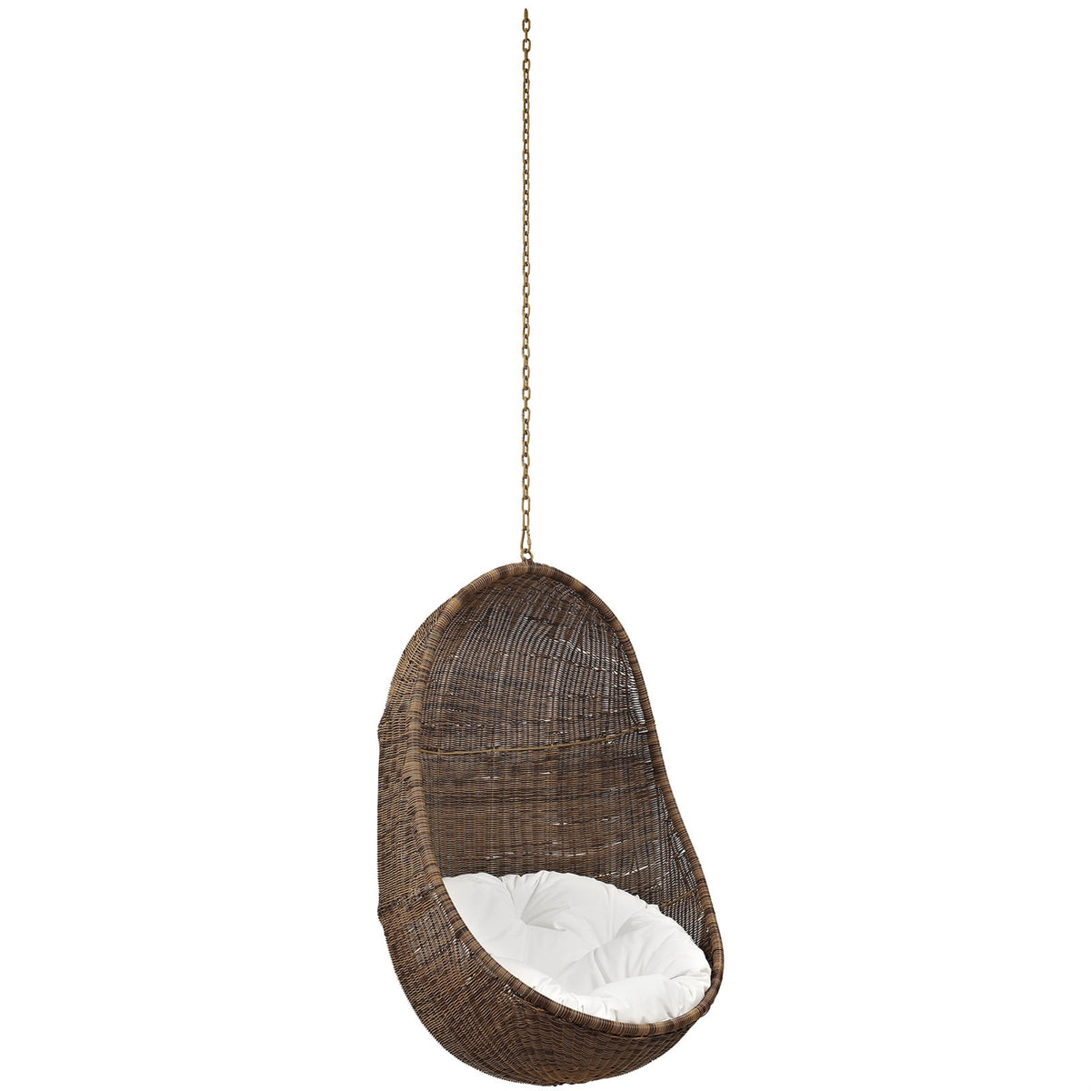 Bean Swing Chair - Luxurious Synthetic Rattan Weave, All-Weather Cushion, Adjustable Steel Chain - Perfect for Patio, Backyard, 