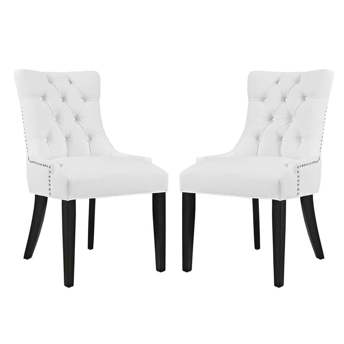 Regent Dining Side Chair Set of 2 - Nostalgic Era Design, Tufted Buttons, Nailhead Trim, Vinyl Upholstery, Non-Marking Foot Caps